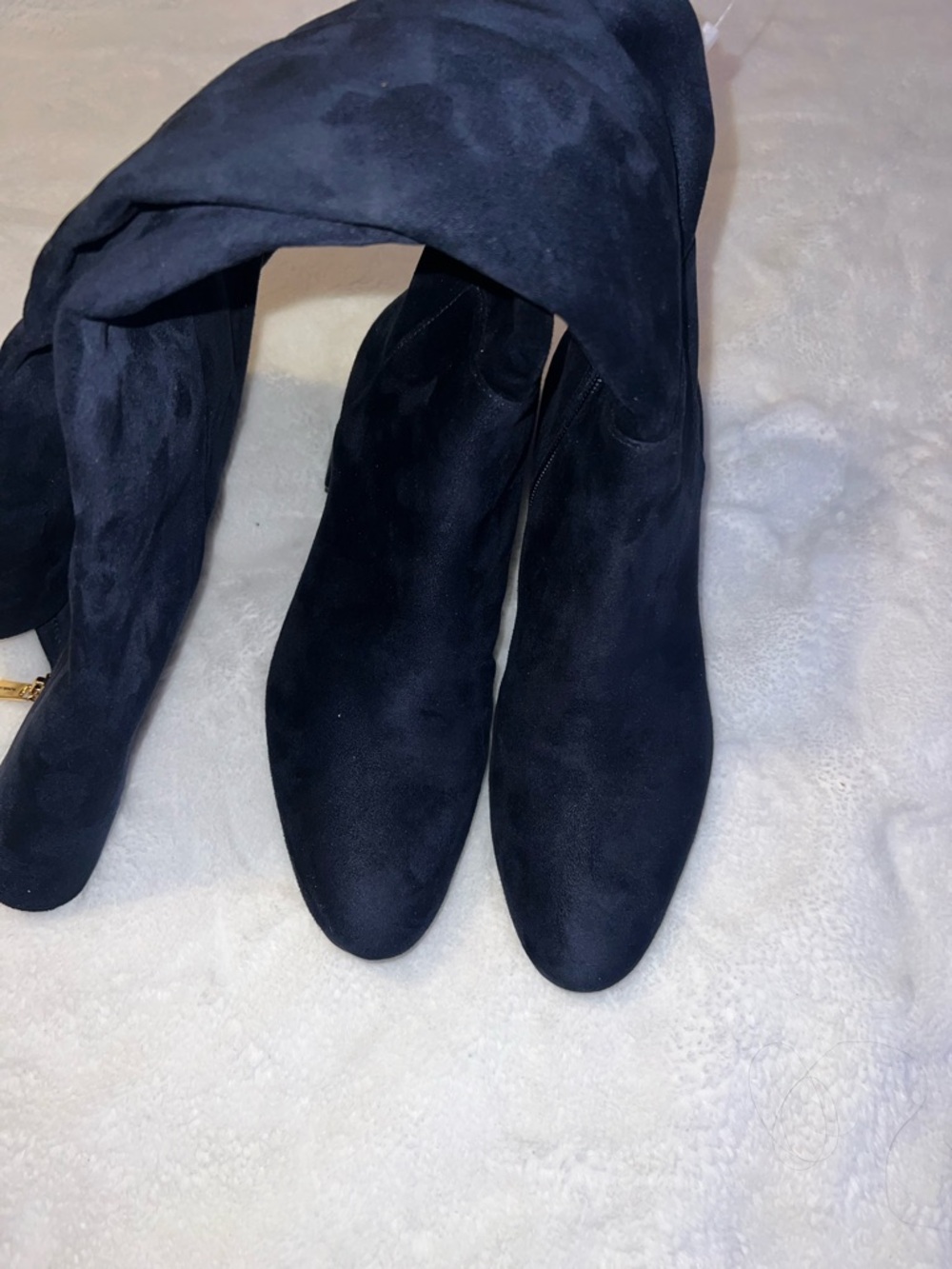 Women's Over-the-Knee Suede Boots in Navy Blue
